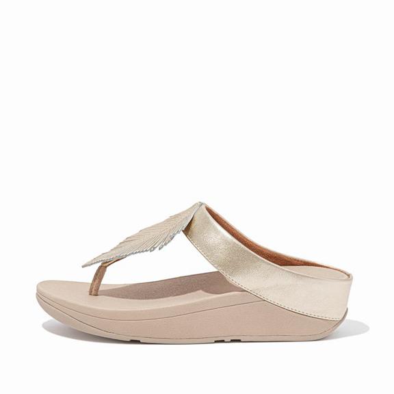 Fitflop Fino Leather Toe Post Sandals Orange/Gold Womens - South Africa (SWEV41785)